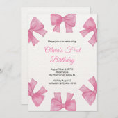 Roze boog eerste verjaardag uitnodiging (Voorkant / Achterkant)