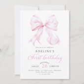 Roze boog eerste verjaardag uitnodiging (Voorkant)