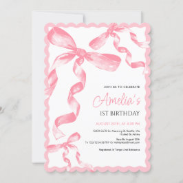 Roze boog eerste verjaardag uitnodiging, een verja kaart