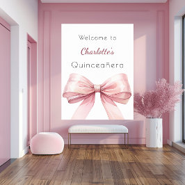 Roze boog elegant Quinceanera welkom Poster