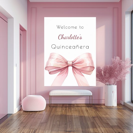 Roze boog elegant Quinceanera welkom Poster