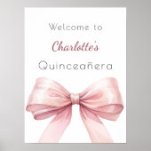 Roze boog elegant Quinceanera welkom Poster (Voorkant)
