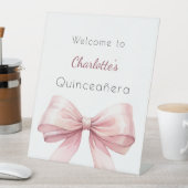 Roze boog elegant Quinceanera welkom Reclamebord Met Voetstuk (Insitu)