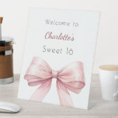Roze boog elegant Sweet 16 welkom Reclamebord Met Voetstuk (Insitu)