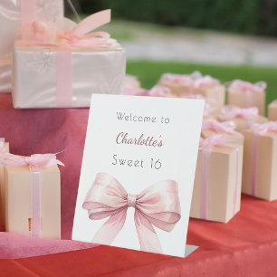 Roze boog elegant Sweet 16 welkom Reclamebord Met Voetstuk