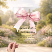 Roze boog elegante Quinceanera luxe helder Acryl Uitnodigingen