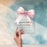 Roze boog elegante Quinceanera luxe helder Acryl Uitnodigingen<br><div class="desc">Een heldere,  transparante achtergrond,  versierd met een roze grote boog. Personaliseer en voeg een naam en partijgegevens toe.</div>