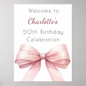 Roze boog elegante verjaardagsfeestje welkom poster (Voorkant)