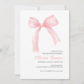 Roze boog en gingham preppy baby shower kaart (Voorkant)