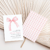 Roze boog en gingham preppy baby shower kaart