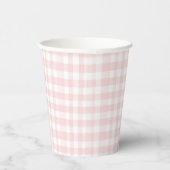 Roze boog en gingham preppy baby shower papieren bekers (Rechts)