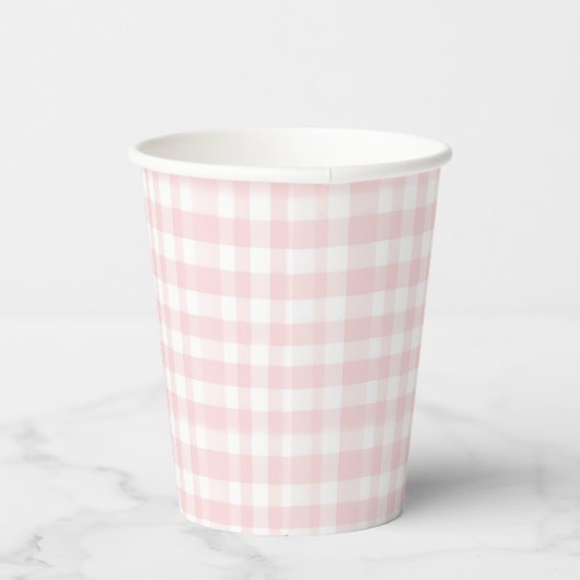 Roze boog en gingham preppy baby shower papieren bekers (Rechts)