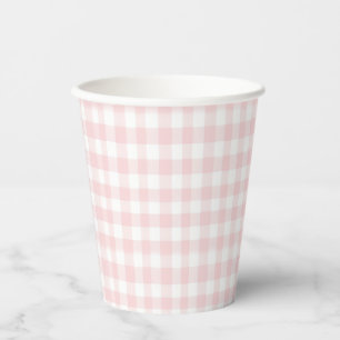 Roze boog en gingham preppy baby shower papieren bekers