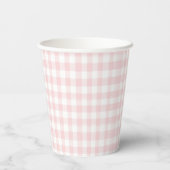 Roze boog en gingham preppy baby shower papieren bekers (Achterkant)