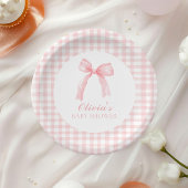 Roze boog en gingham preppy baby shower papieren bordje