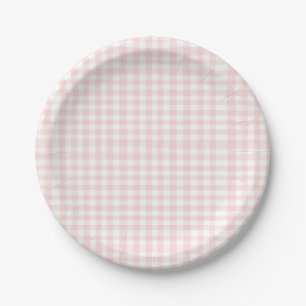 Roze boog en gingham preppy baby shower papieren bordje