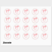Roze boog en gingham preppy baby shower ronde sticker (Vel)