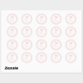 Roze boog en gingham preppy baby shower ronde sticker (Vel)