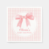 Roze boog en gingham preppy baby shower servet (Voorkant)
