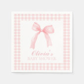 Roze boog en gingham preppy baby shower servet (Voorkant)
