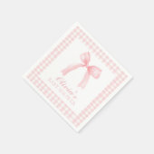 Roze boog en gingham preppy baby shower servet (Hoek)