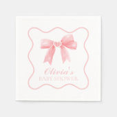 Roze boog en gingham preppy baby shower servet (Voorkant)