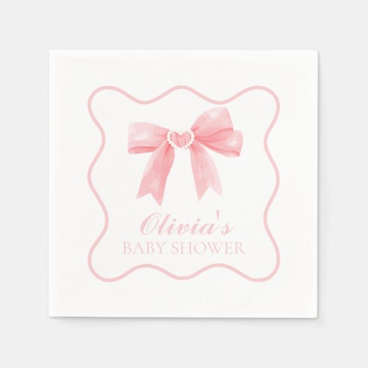 Roze boog en gingham preppy baby shower servet (Voorkant)