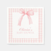 Roze boog en gingham preppy baby shower servet (Voorkant)