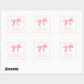 Roze boog en gingham preppy baby shower vierkante sticker (Vel)