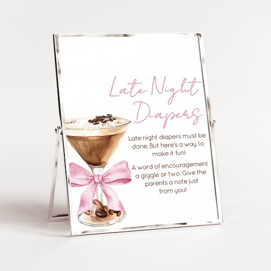 Roze Boog Espresso Shower Late Night Luiers Bord Poster