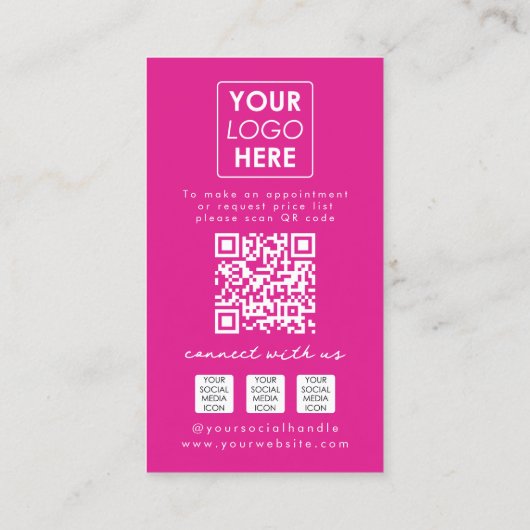 Roze boog foto sociale media QR code Logo Visitekaartje (Achterkant)