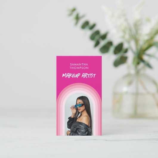 Roze boog foto sociale media QR code Logo Visitekaartje (Staand voorkant)