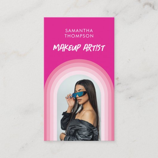 Roze boog foto sociale media QR code Logo Visitekaartje (Voorkant)