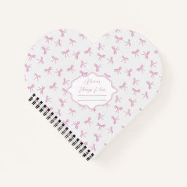 Roze boog Frilly Coquette gepersonaliseerd hart Notitieboek