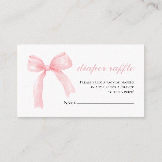 Roze boog gingham preppy baby shower Luier Raffle Informatiekaartje (Voorkant)