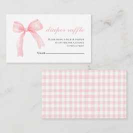 Roze boog gingham preppy baby shower Luier Raffle Informatiekaartje