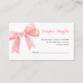 Roze boog gingham preppy baby shower Luier Raffle Informatiekaartje (Voorkant)