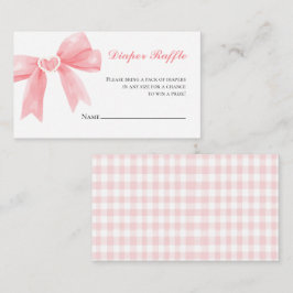 Roze boog gingham preppy baby shower Luier Raffle Informatiekaartje
