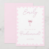 Roze boog golvend zal je mijn bruidsmeisje aanzoek kaart (Voorkant / Achterkant)