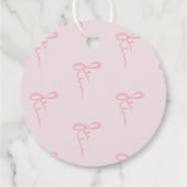 Roze boog golvende lijst elegante meisjesdouche da bedankjes labels (Achterkant)