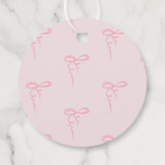 Roze boog golvende lijst elegante meisjesdouche da bedankjes labels (Achterkant)