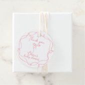 Roze boog golvende lijst elegante meisjesdouche da bedankjes labels (In situ)