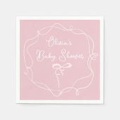 Roze boog golvende lijst modern meisje baby shower servet (Voorkant)