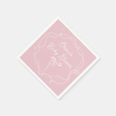 Roze boog golvende lijst modern meisje baby shower servet (Hoek)