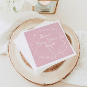 Roze boog golvende lijst modern meisje baby shower servet