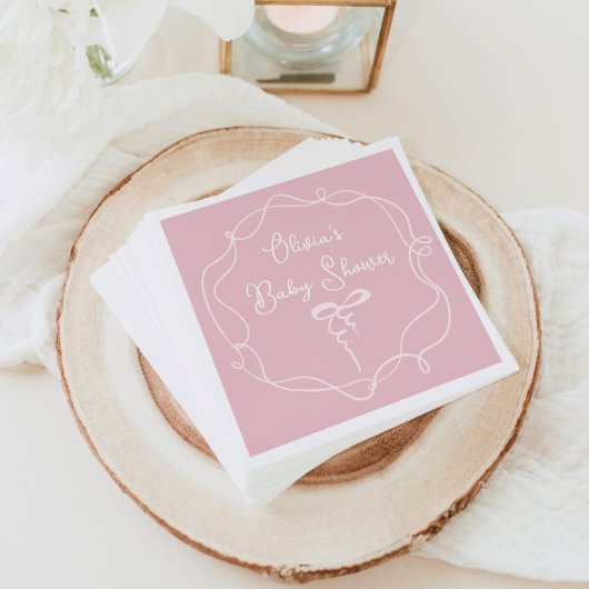 Roze boog golvende lijst modern meisje baby shower servet