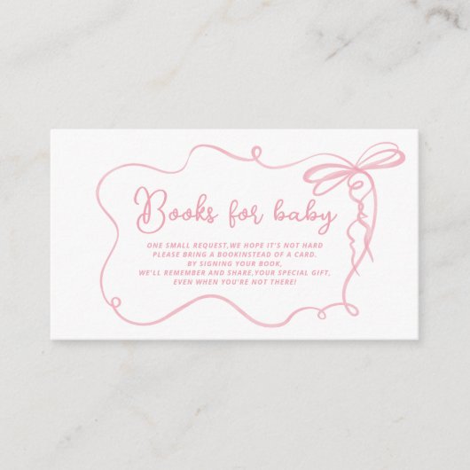 Roze boog golvende lijst sierlijke boeken voor bab informatiekaartje (Voorkant)