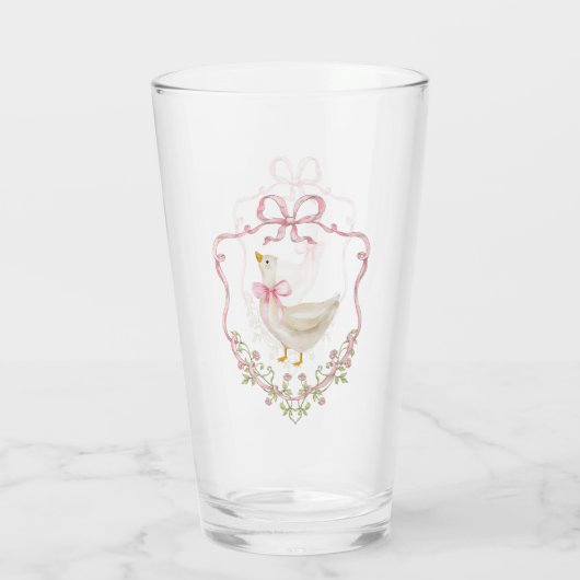 Roze boog Goose Crest Baby meisje douche Glas (Achterkant)