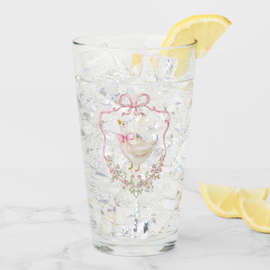 Roze boog Goose Crest Baby meisje douche Glas (Achterkant ijs)