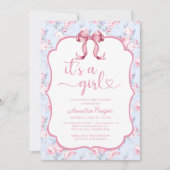 Roze boog Het is een meisje Baby shower Kaart (Voorkant)